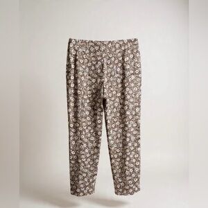 Vintage Kathie Lee Collection Floral Pants Size 16 Brown White Cotton Stretch